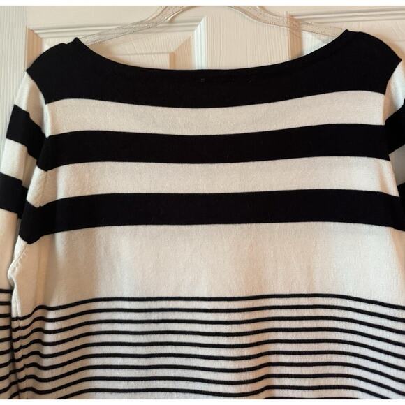 Vila Milano Womens Size L Black/White/Red Striped Soft Dolman Sleeve Sweater - Picture 4 of 7